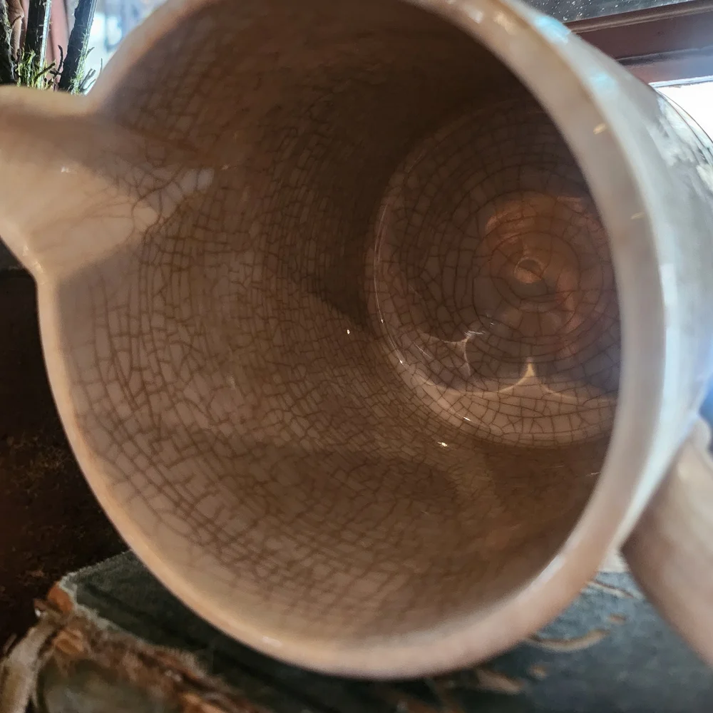 Elegant Cream Crackle Glaze Pitcher - Picture 3 of 7